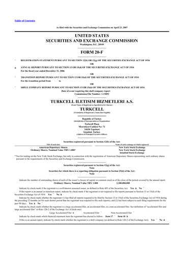 Thumbnail Turkcell 20-F Annual Report 