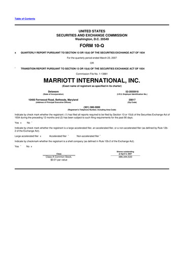 Vorschaubild Marriott International 10-Q Quartalsbericht  