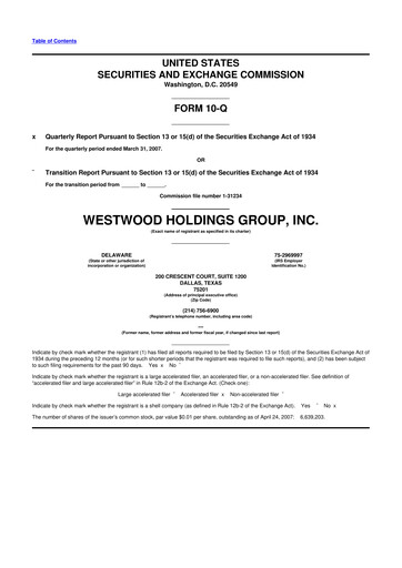 Thumbnail Westwood Holdings Group 10-Q Quarterly Report FY 
