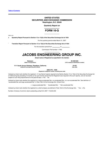 Miniature Jacobs Engineering 10-Q Rapport trimestriel  
