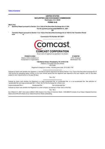 Miniature Comcast 10-Q Rapport trimestriel  