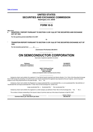 Thumbnail ON Semiconductor 10-Q Quarterly Report FY 