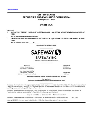 Thumbnail Safeway 10-Q Quarterly Report FY 