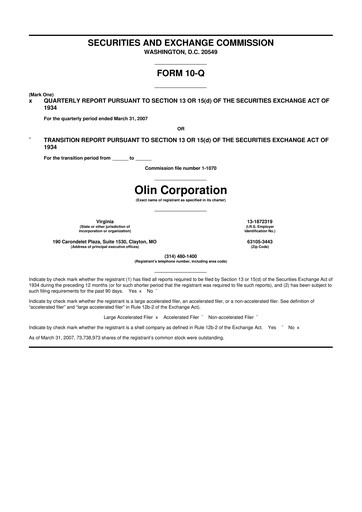 Thumbnail Olin Corporation 10-Q Quarterly Report FY 