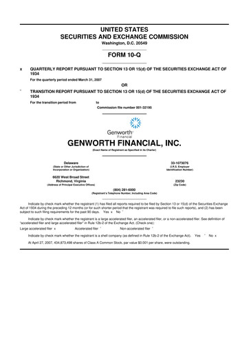 Miniature Genworth Financial
 10-Q Rapport trimestriel  