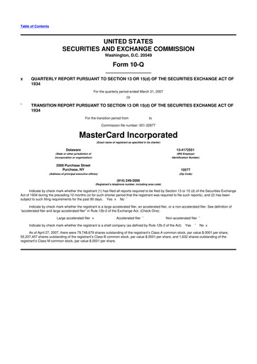 Vorschaubild Mastercard 10-Q Quartalsbericht  