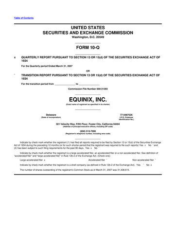 Thumbnail Equinix 10-Q Quarterly Report FY 