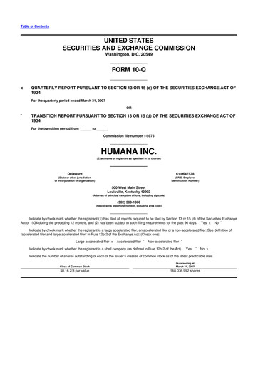 Vorschaubild Humana 10-Q Quartalsbericht  