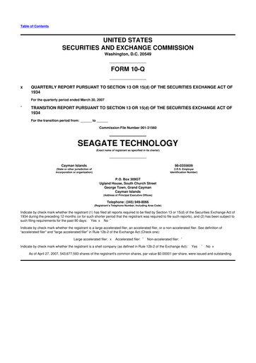 Thumbnail Seagate Technology 10-Q Quarterly Report FY 