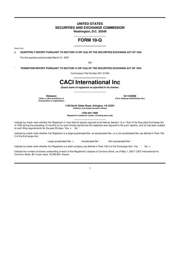Thumbnail CACI International Inc 10-Q Quarterly Report FY 