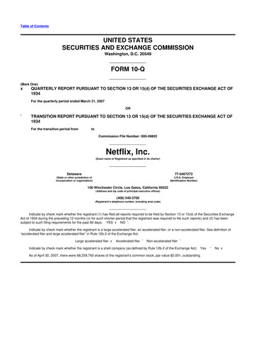 Miniature Netflix 10-Q Rapport trimestriel  
