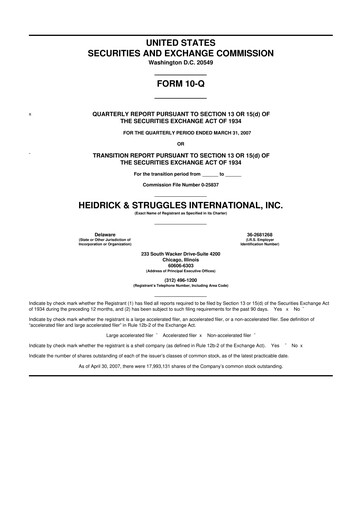 Miniature Heidrick & Struggles

 10-Q Rapport trimestriel  