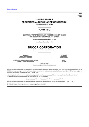 Vorschaubild Nucor
 10-Q Quartalsbericht  