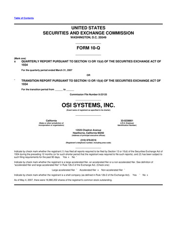 Thumbnail OSI Systems
 10-Q Quarterly Report FY 