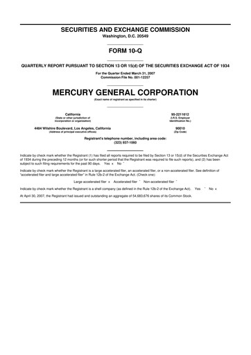 Thumbnail Mercury General
 10-Q Quarterly Report FY 