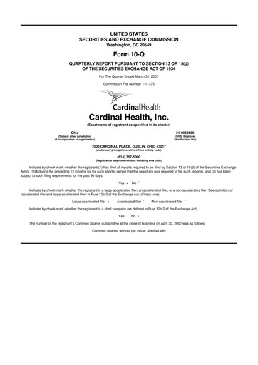 Thumbnail Cardinal Health 10-Q Quarterly Report FY 