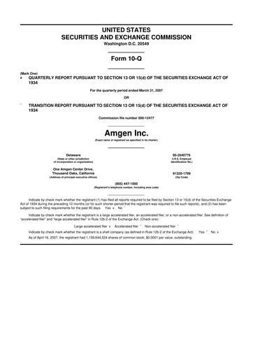 Miniature Amgen 10-Q Rapport trimestriel  