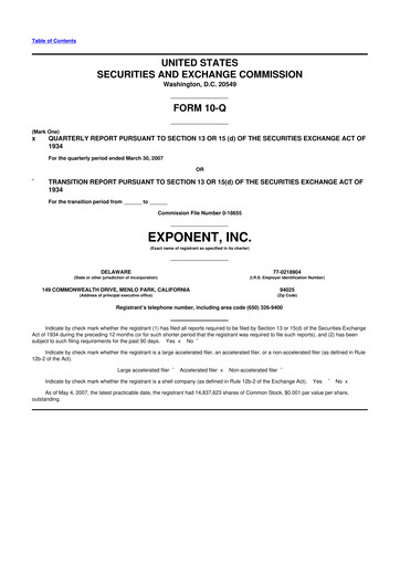 Thumbnail Exponent
 10-Q Quarterly Report FY 