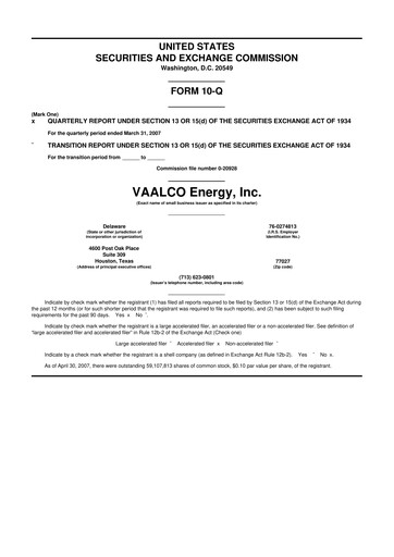 Thumbnail Vaalco Energy
 10-Q Quarterly Report FY 