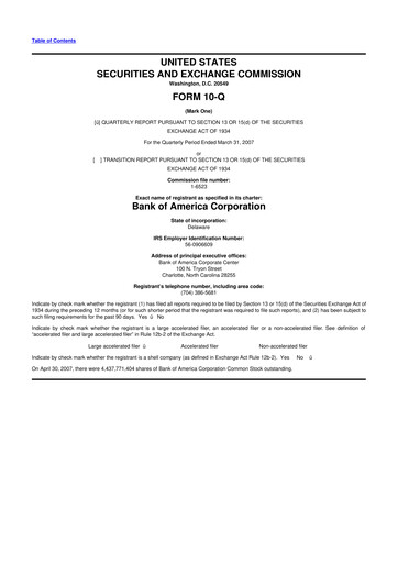 Vorschaubild Bank of America  10-Q Quartalsbericht  