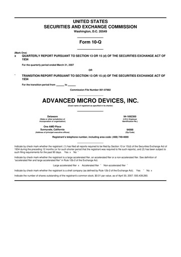 Miniature AMD 10-Q Rapport trimestriel  