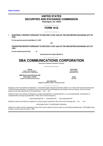 Miniature SBA Communications 10-Q Rapport trimestriel  