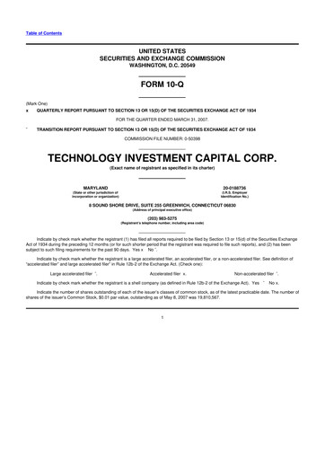 Miniature Oxford Square Capital
 10-Q Rapport trimestriel  