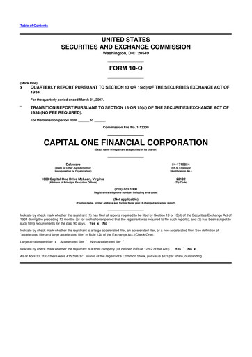 Thumbnail Capital One 10-Q Quarterly Report FY 