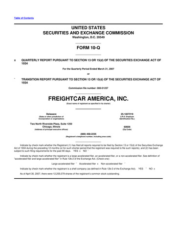 Thumbnail FreightCar America
 10-Q Quarterly Report FY 