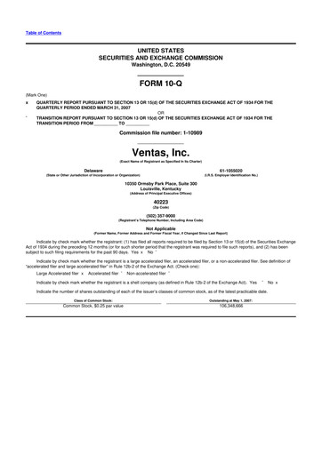 Miniature Ventas 10-Q Rapport trimestriel  