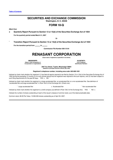 Miniature Renasant Corp 10-Q Rapport trimestriel  