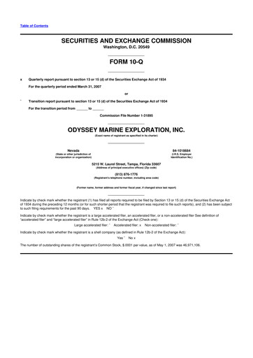 Thumbnail Odyssey Marine Exploration 10-Q Quarterly Report FY 