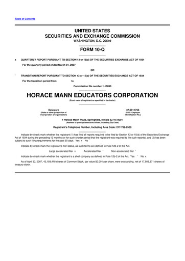 Vorschaubild Horace Mann Educators 10-Q Quartalsbericht  