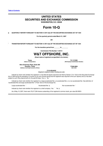 Thumbnail W&T Offshore 10-Q Quarterly Report FY 