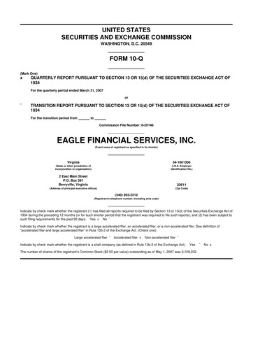 Thumbnail Eagle Financial Services 10-Q Quarterly Report FY 