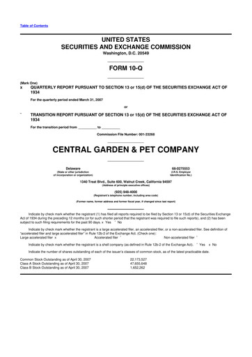 Miniature Central Garden & Pet 10-Q Rapport trimestriel  