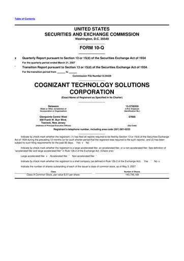 Vorschaubild Cognizant Technology Solutions  10-Q Quartalsbericht  