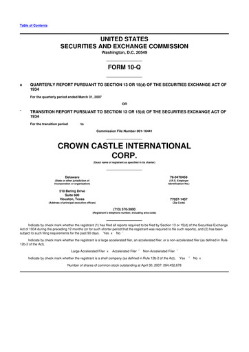 Vorschaubild Crown Castle 10-Q Quartalsbericht  