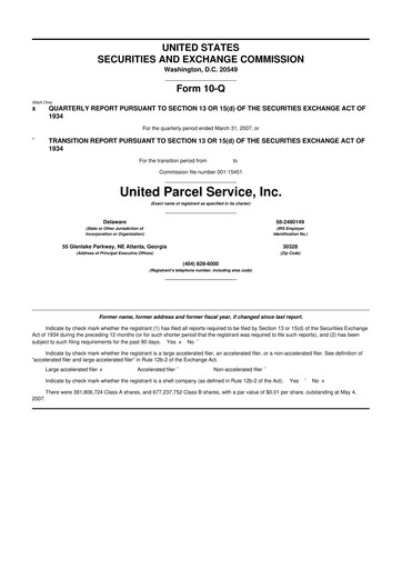 Miniature United Parcel Service 10-Q Rapport trimestriel  