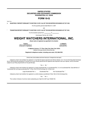 Thumbnail Weight Watchers 10-Q Quarterly Report FY 