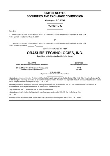 Thumbnail OraSure Technologies 10-Q Quarterly Report FY 