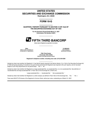 Thumbnail Fifth Third Bank
 10-Q Quarterly Report FY 