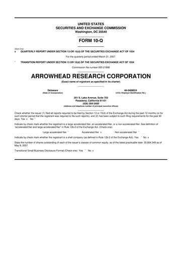 Thumbnail Arrowhead Pharmaceuticals
 10-Q Quarterly Report FY 