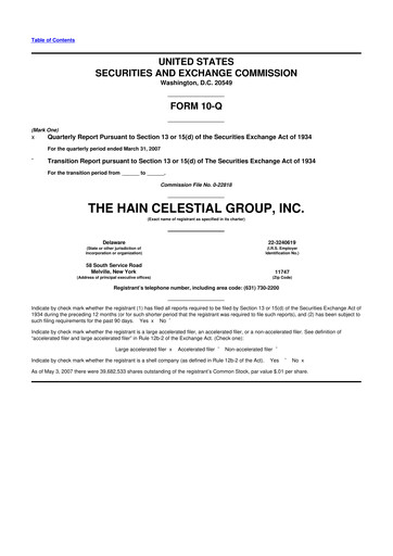 Thumbnail Hain Celestial 10-Q Quarterly Report FY 