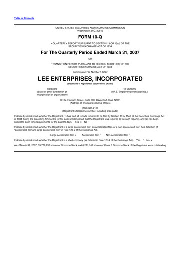 Thumbnail Lee Enterprises
 10-Q Quarterly Report FY 