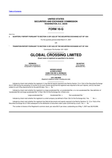 Thumbnail Global Crossing 10-Q Quarterly Report FY 
