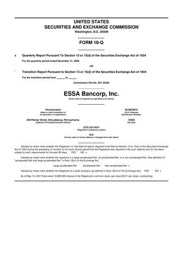 Thumbnail ESSA Bancorp 10-Q Quarterly Report FY 