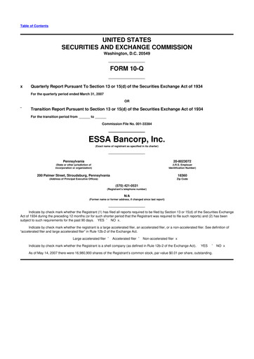 Thumbnail ESSA Bancorp 10-Q Quarterly Report FY 