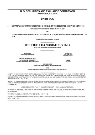 Thumbnail The First Bancshares 10-Q Quarterly Report FY 