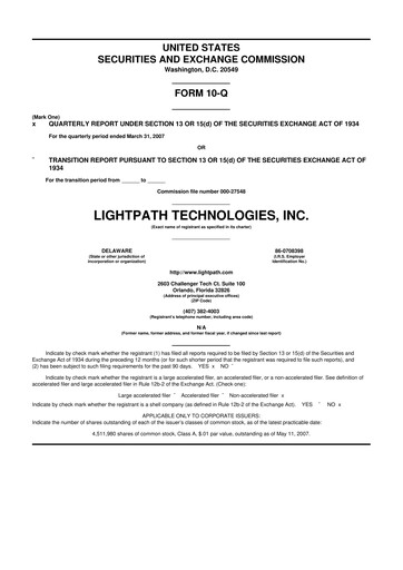Vorschaubild LightPath Technologies 10-Q Quartalsbericht  